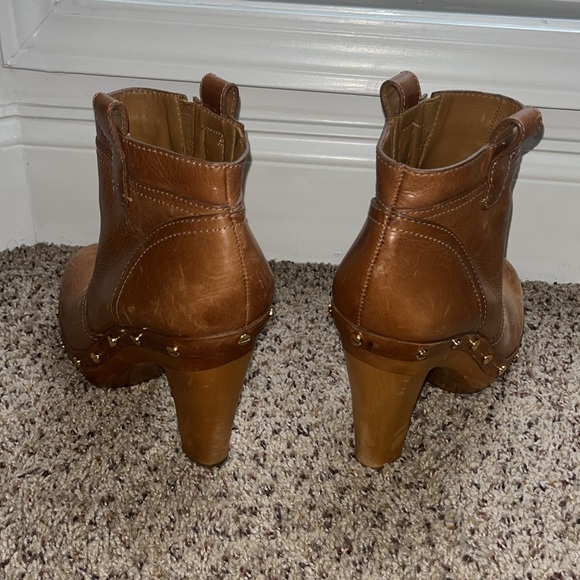 TORY BURCH Ginevra Boots Brown Leather Boho Platform Studded Ankle Bootie - Picture 8 of 12